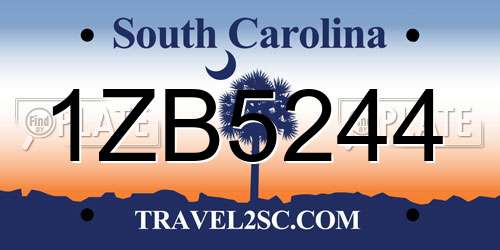1ZB5244 South Carolina License Plate