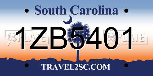 1ZB5401 South Carolina License Plate
