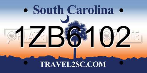 1ZB6102 South Carolina License Plate