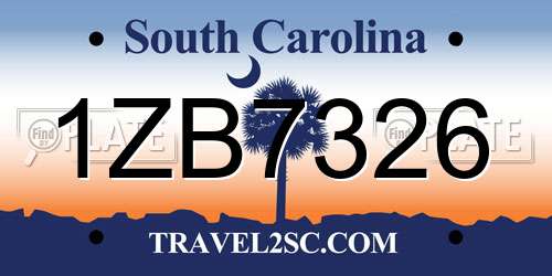 1ZB7326 South Carolina License Plate