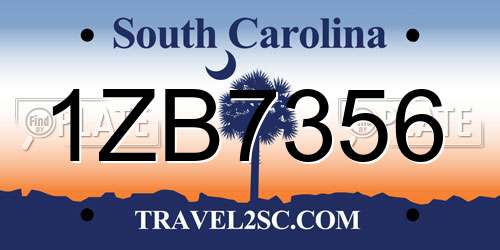 1ZB7356 South Carolina License Plate