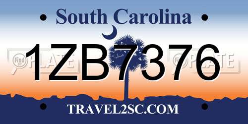 1ZB7376 South Carolina License Plate