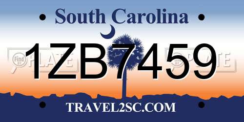 1ZB7459 South Carolina License Plate