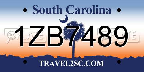 1ZB7489 South Carolina License Plate
