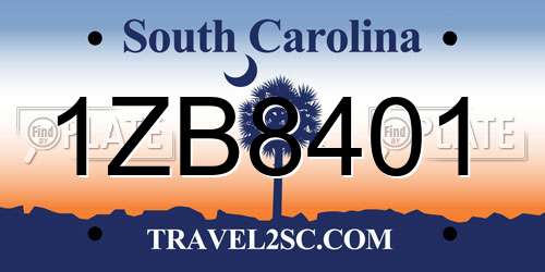 1ZB8401 South Carolina License Plate