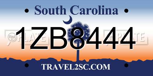 1ZB8444 South Carolina License Plate