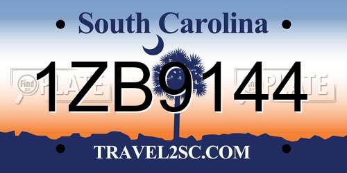 1ZB9144 South Carolina License Plate