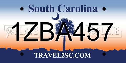 1ZBA457 South Carolina License Plate