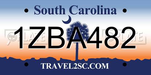 1ZBA482 South Carolina License Plate