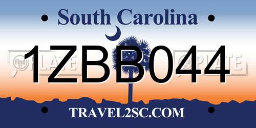 1ZBB044 South Carolina License Plate
