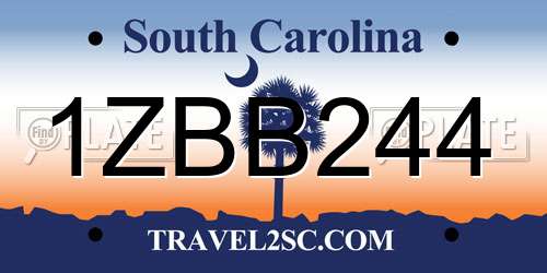 1ZBB244 South Carolina License Plate