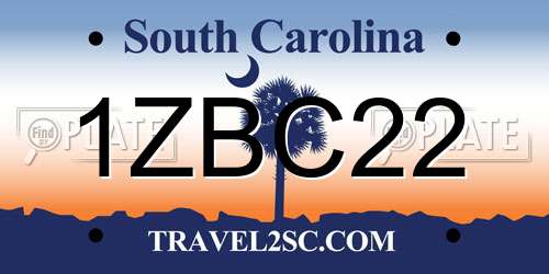 1ZBC22 South Carolina License Plate
