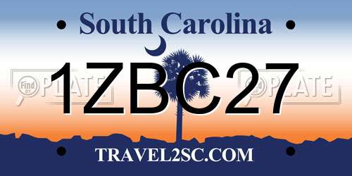 1ZBC27 South Carolina License Plate