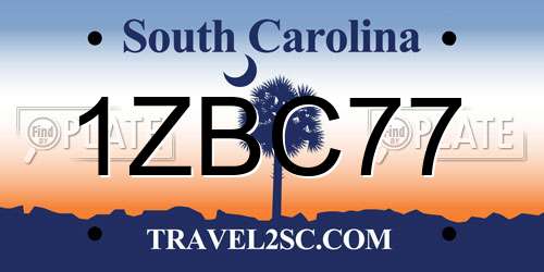 1ZBC77 South Carolina License Plate