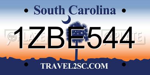 1ZBE544 South Carolina License Plate