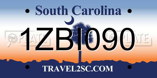 1ZBI090 South Carolina License Plate