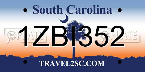 1ZBI352 South Carolina License Plate