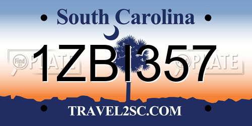 1ZBI357 South Carolina License Plate