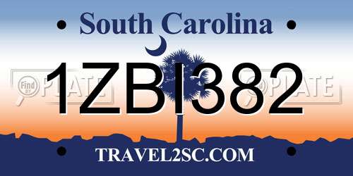 1ZBI382 South Carolina License Plate