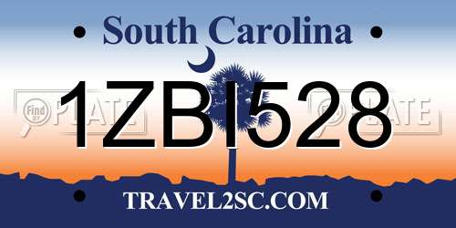 1ZBI528 South Carolina License Plate