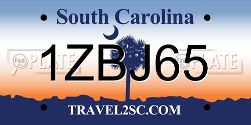 1ZBJ65 South Carolina License Plate