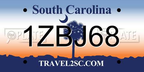 1ZBJ68 South Carolina License Plate