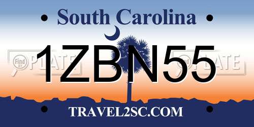 1ZBN55 South Carolina License Plate