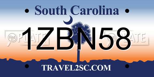 1ZBN58 South Carolina License Plate