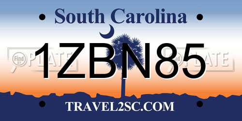 1ZBN85 South Carolina License Plate