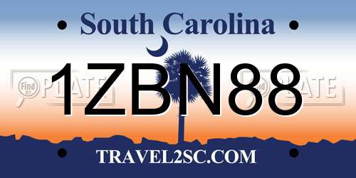 1ZBN88 South Carolina License Plate