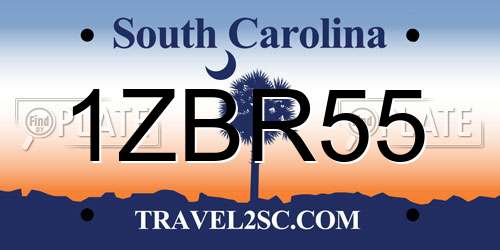 1ZBR55 South Carolina License Plate