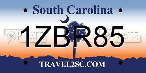 1ZBR85 South Carolina License Plate