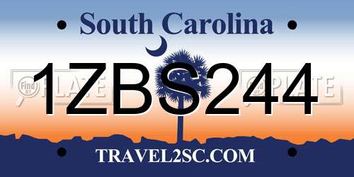 1ZBS244 South Carolina License Plate