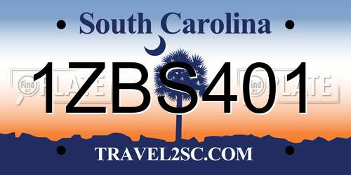 1ZBS401 South Carolina License Plate