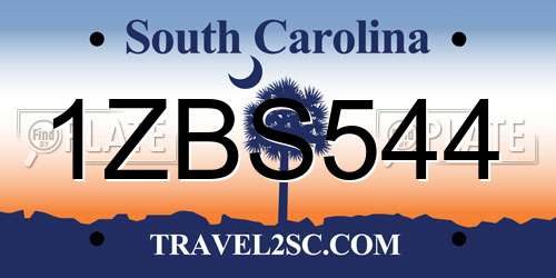 1ZBS544 South Carolina License Plate