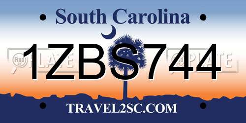 1ZBS744 South Carolina License Plate