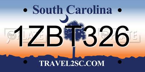 1ZBT326 South Carolina License Plate