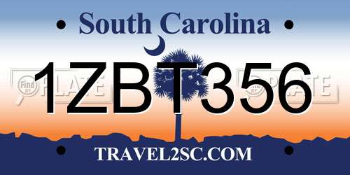 1ZBT356 South Carolina License Plate
