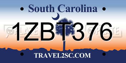 1ZBT376 South Carolina License Plate
