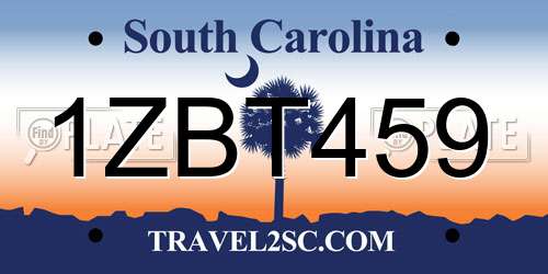 1ZBT459 South Carolina License Plate