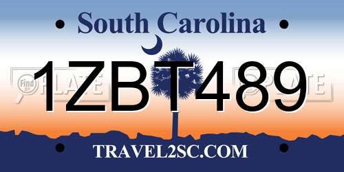 1ZBT489 South Carolina License Plate