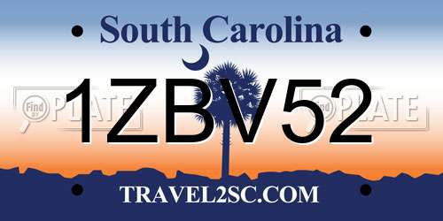 1ZBV52 South Carolina License Plate