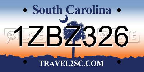 1ZBZ326 South Carolina License Plate