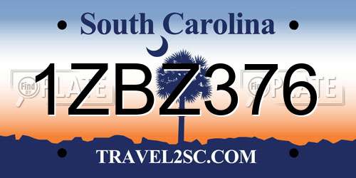 1ZBZ376 South Carolina License Plate