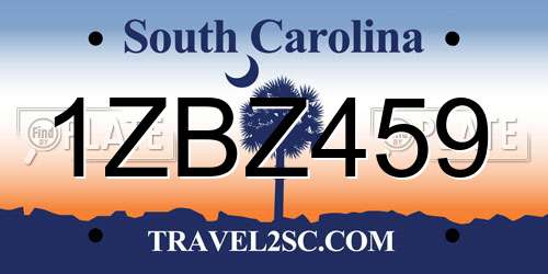 1ZBZ459 South Carolina License Plate