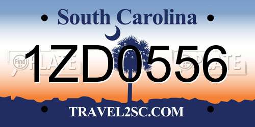 1ZD0556 South Carolina License Plate
