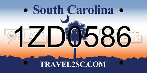 1ZD0586 South Carolina License Plate