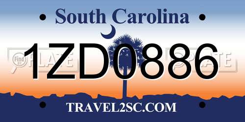 1ZD0886 South Carolina License Plate