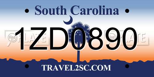1ZD0890 South Carolina License Plate