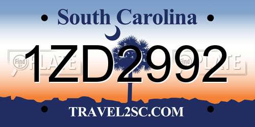 1ZD2992 South Carolina License Plate